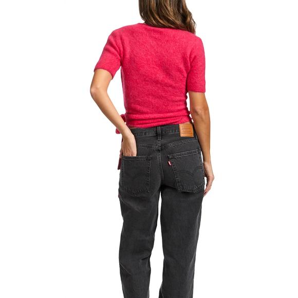 NEW GANNI short sleeve knit top in fuchsia - Picture 3 of 3